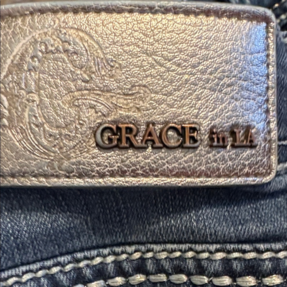Grace in LA Womens Bootcut Jeans Feather Dreamcatcher Bling Western Y2K Size 31 - Picture 6 of 14